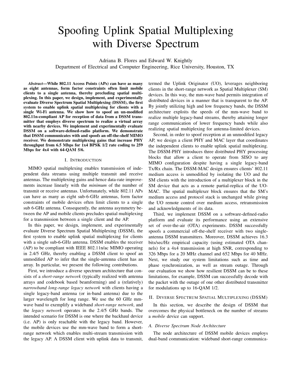 Spoofing Uplink Spatial Multiplexing with Diverse Spectrum