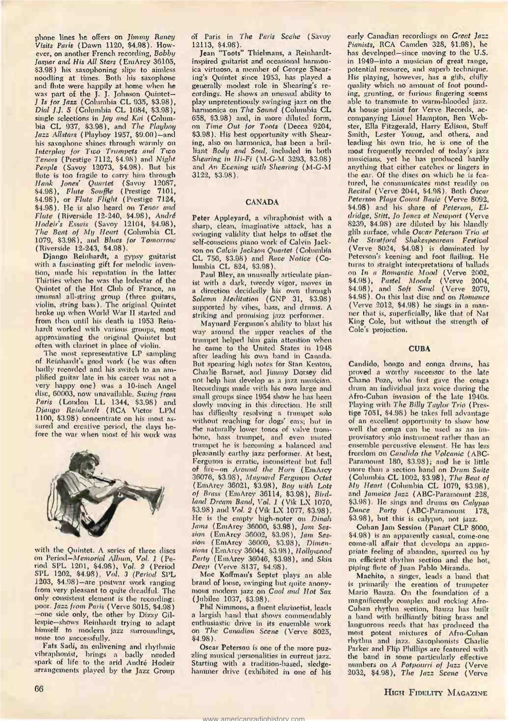 Higjh Fidelity Magazine August 1958