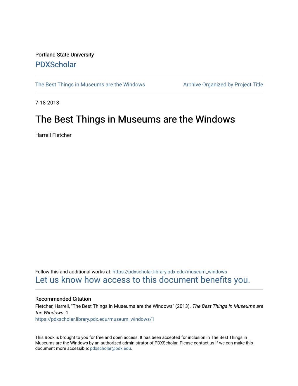 The Best Things in Museums Are the Windows Archive Organized by Project Title