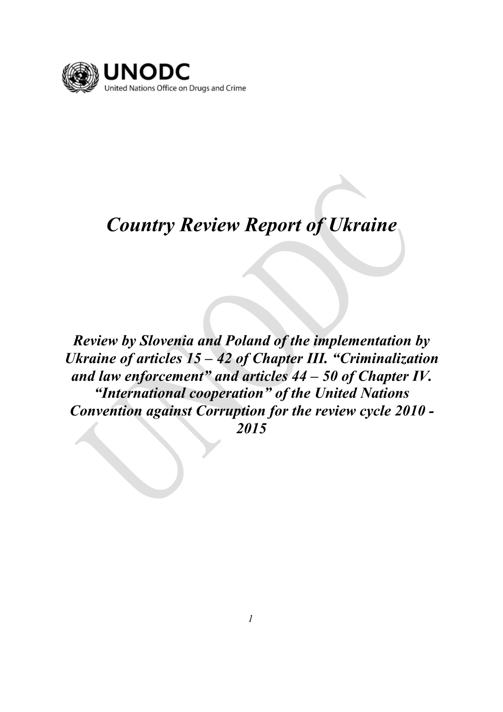 Country Review Report of Ukraine