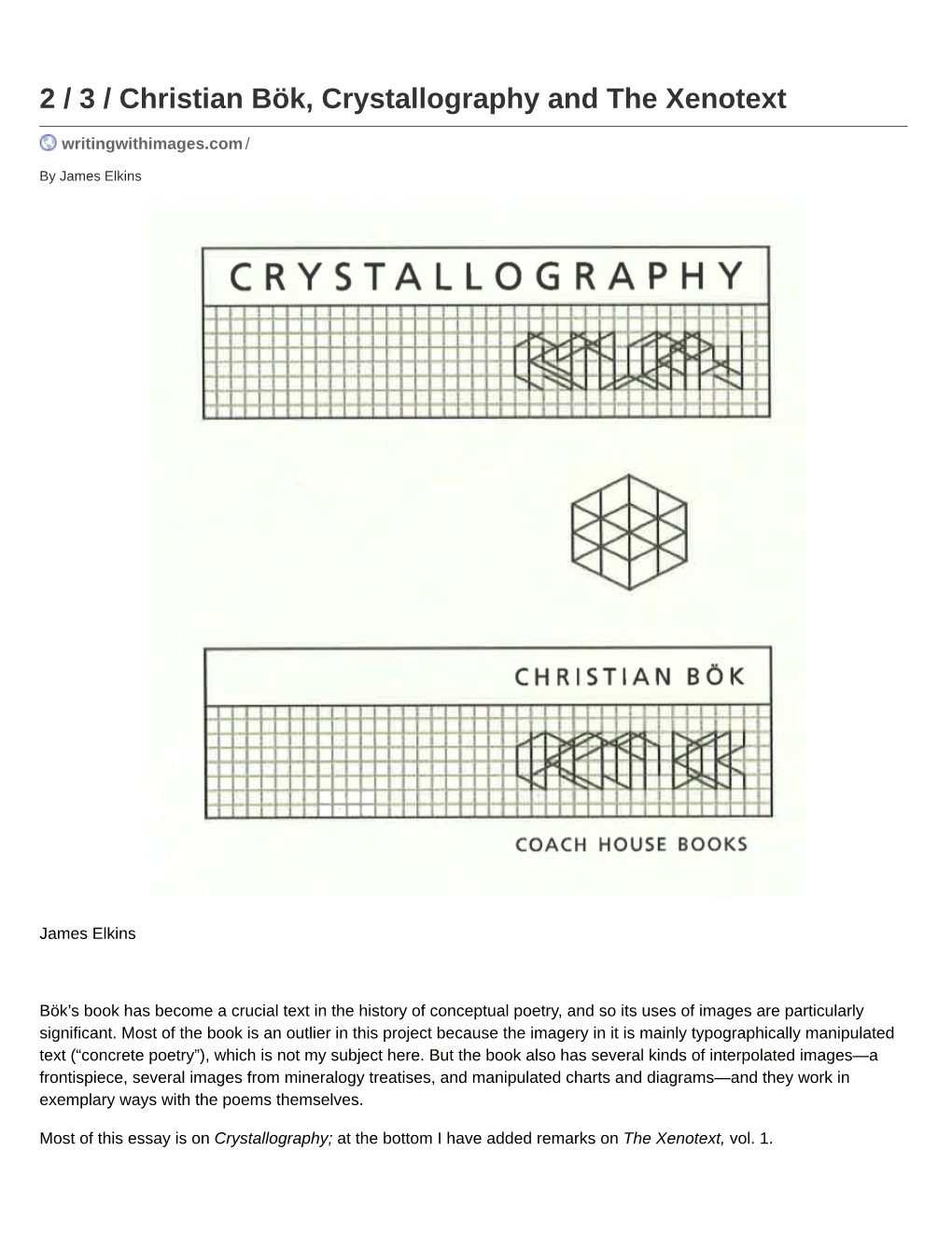 2 / 3 / Christian Bök, Crystallography and the Xenotext