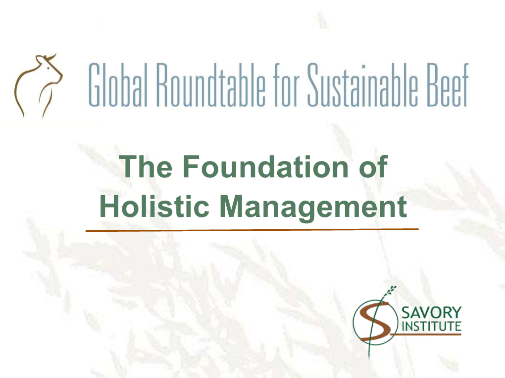 The Foundation of Holistic Management