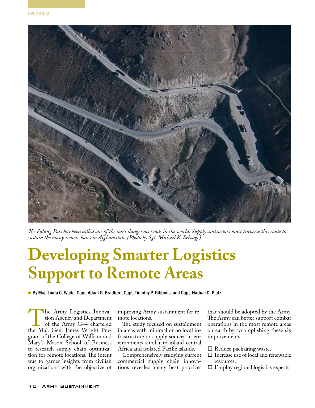 Developing Smarter Logistics Support to Remote Areas  by Maj