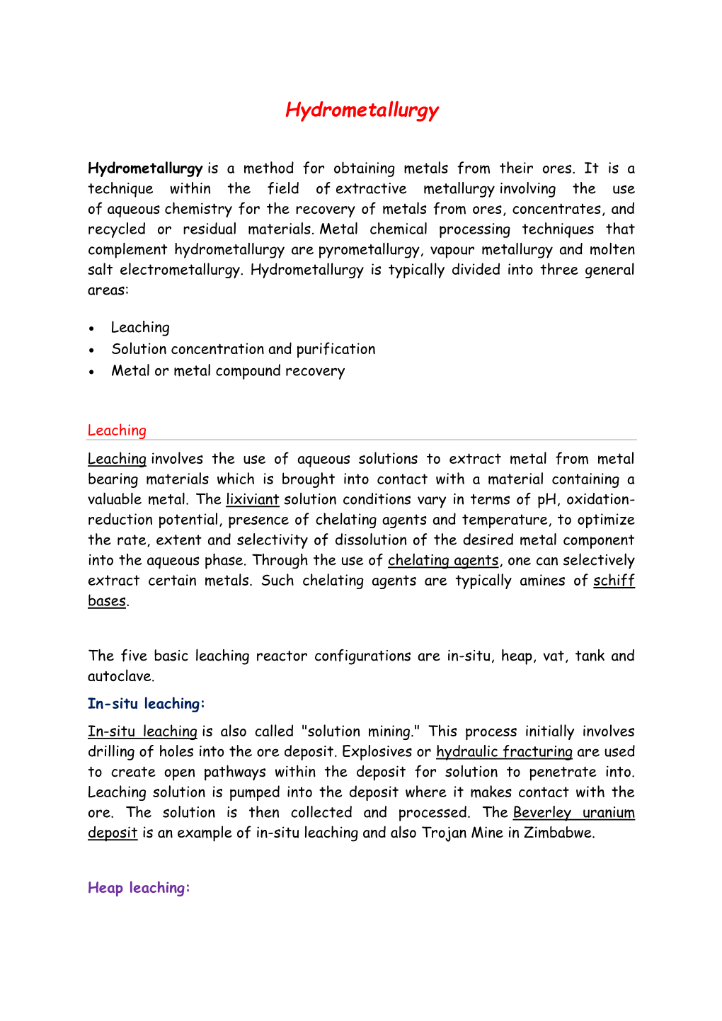 Hydrometallurgy