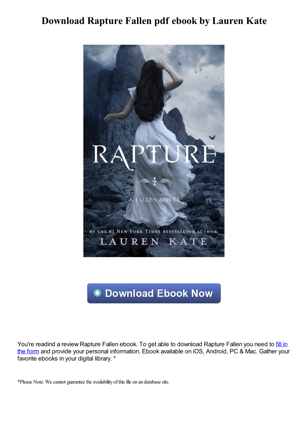 Download Rapture Fallen Pdf Ebook by Lauren Kate