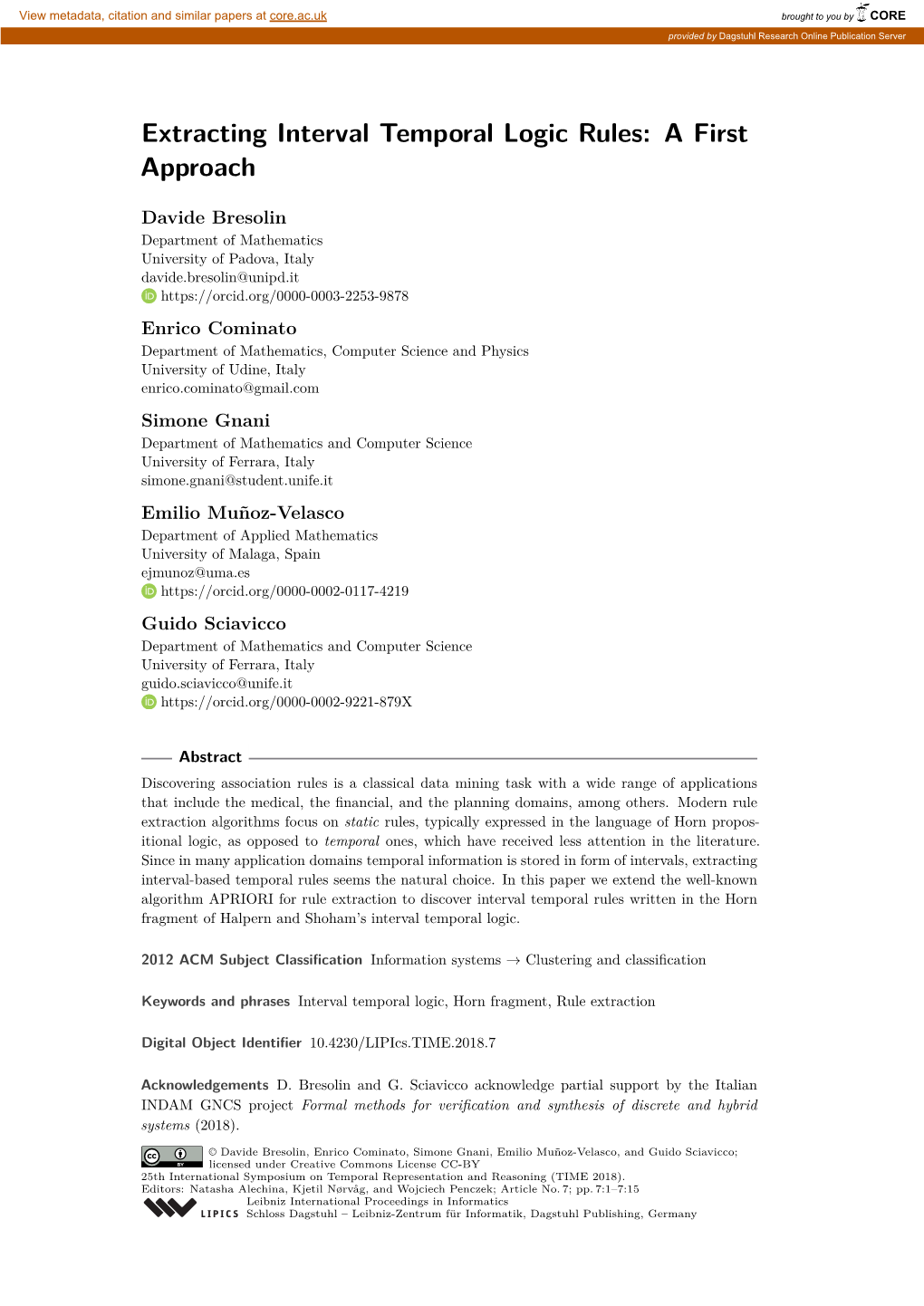 Extracting Interval Temporal Logic Rules: a First Approach