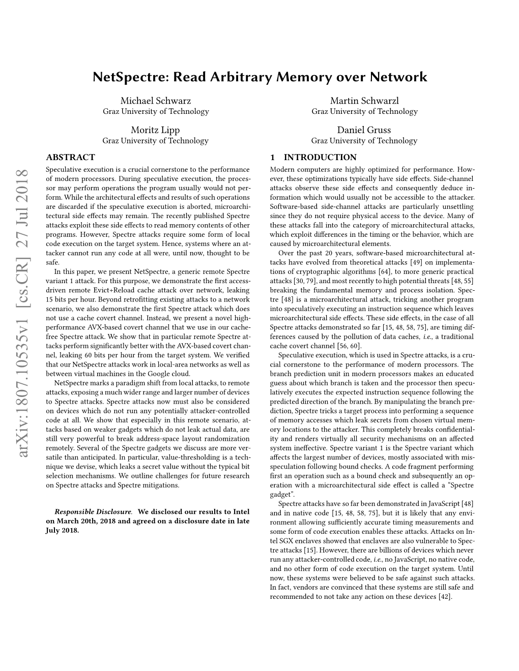 Netspectre: Read Arbitrary Memory Over Network