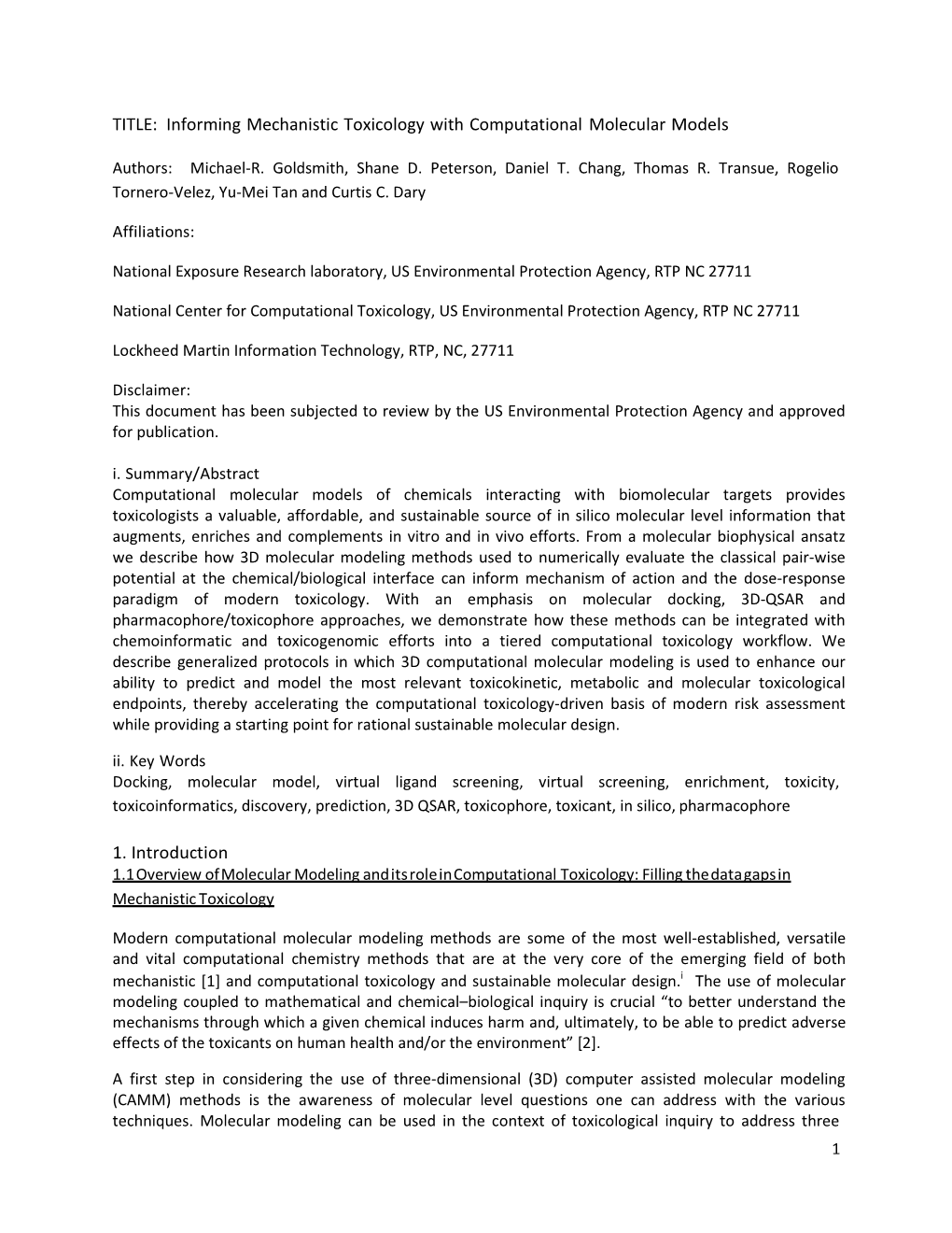 Informing Mechanistic Toxicology with Computational Molecular Models