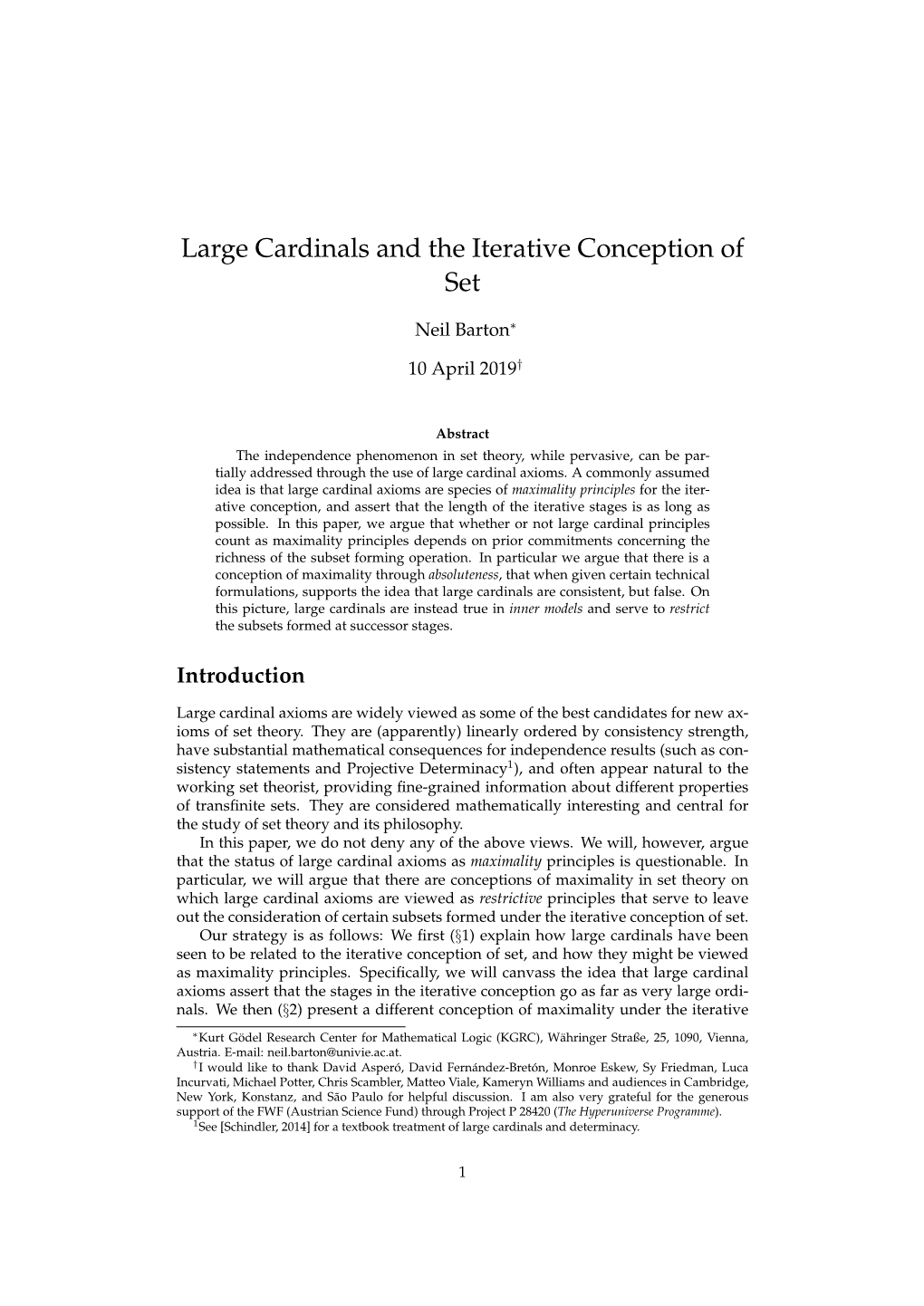 Large Cardinals and the Iterative Conception of Set