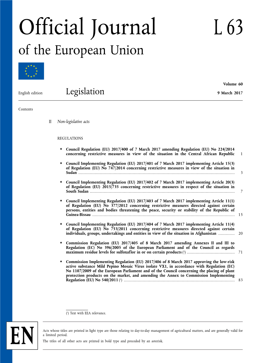 Official Journal L 63 of the European Union