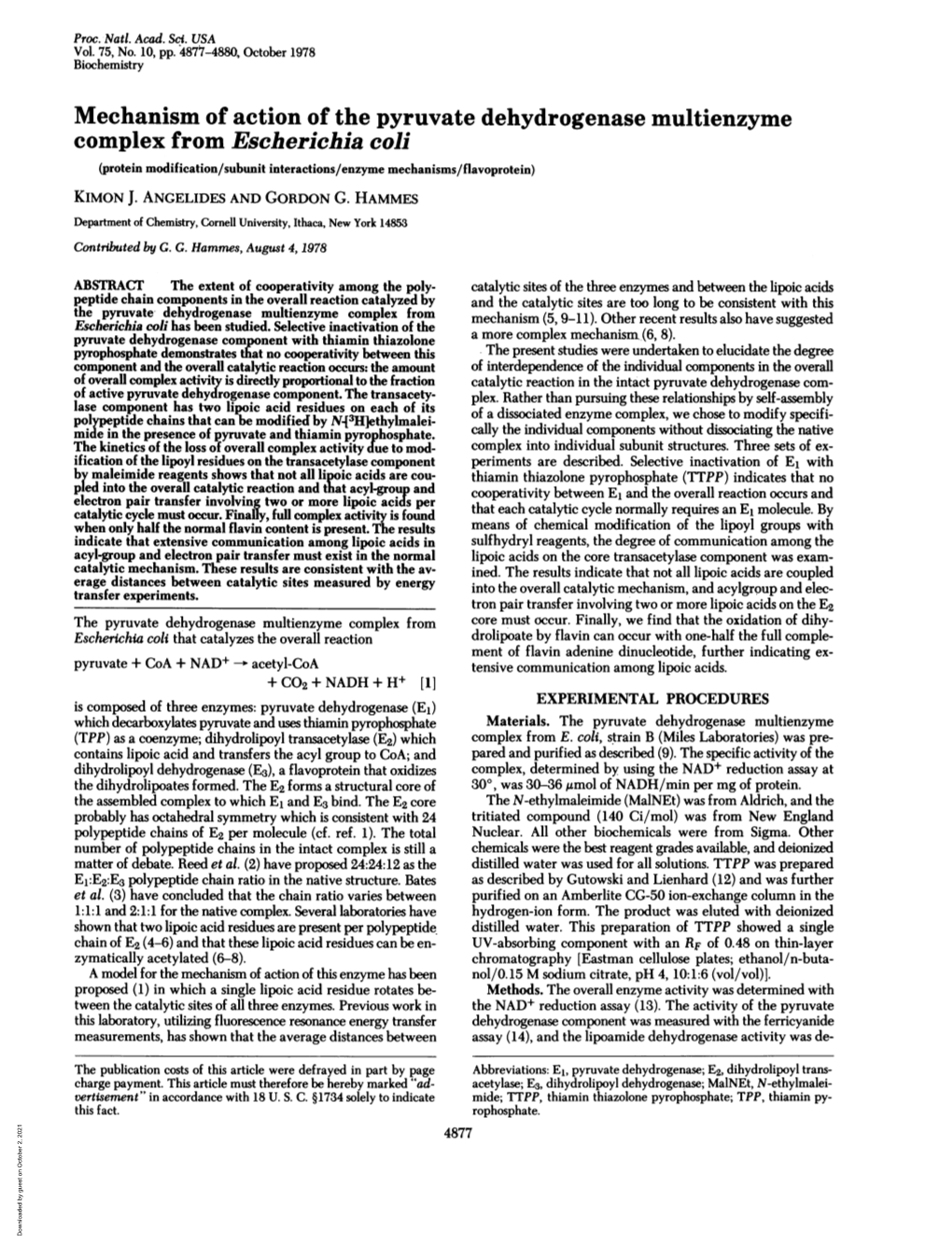 Mechanism of Action of the Pyruvate Dehydrogenase Multienzyme