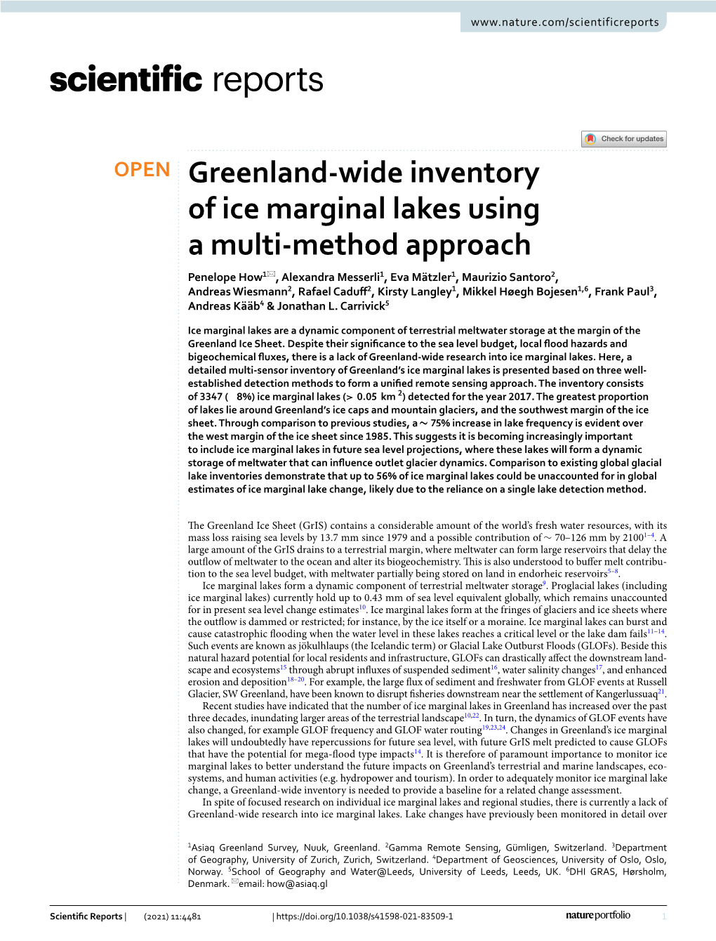 Greenland-Wide Inventory of Ice Marginal Lakes Using a Multi