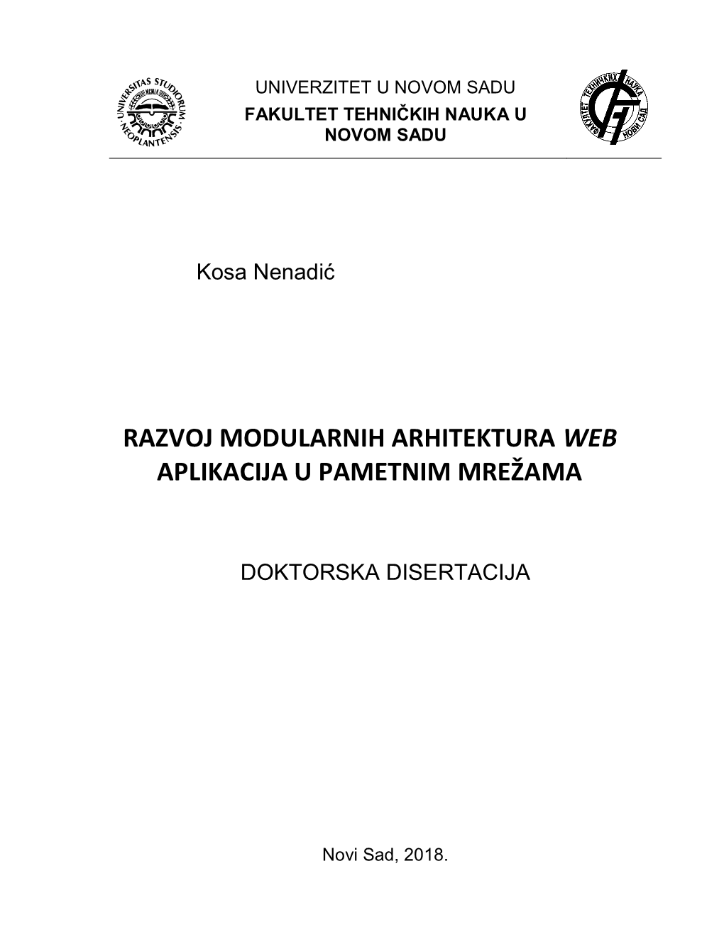 Razvoj Modularnih Arhitektura Web Aplikacija U Pametnim Mrežama