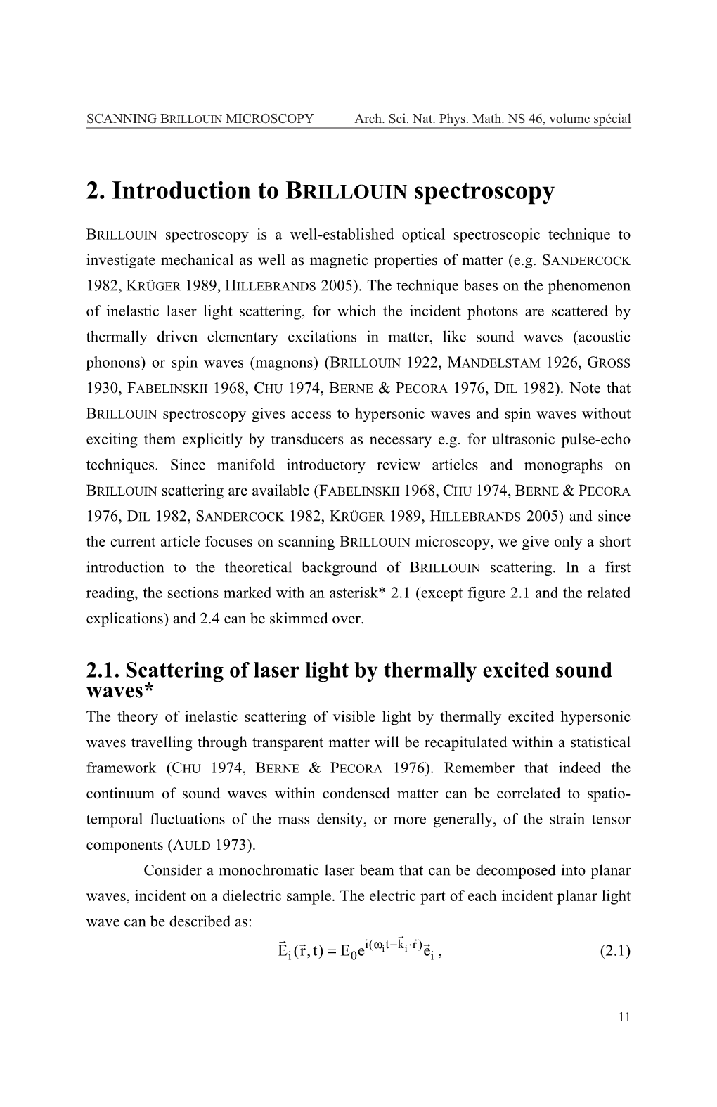 2. Introduction to BRILLOUIN Spectroscopy