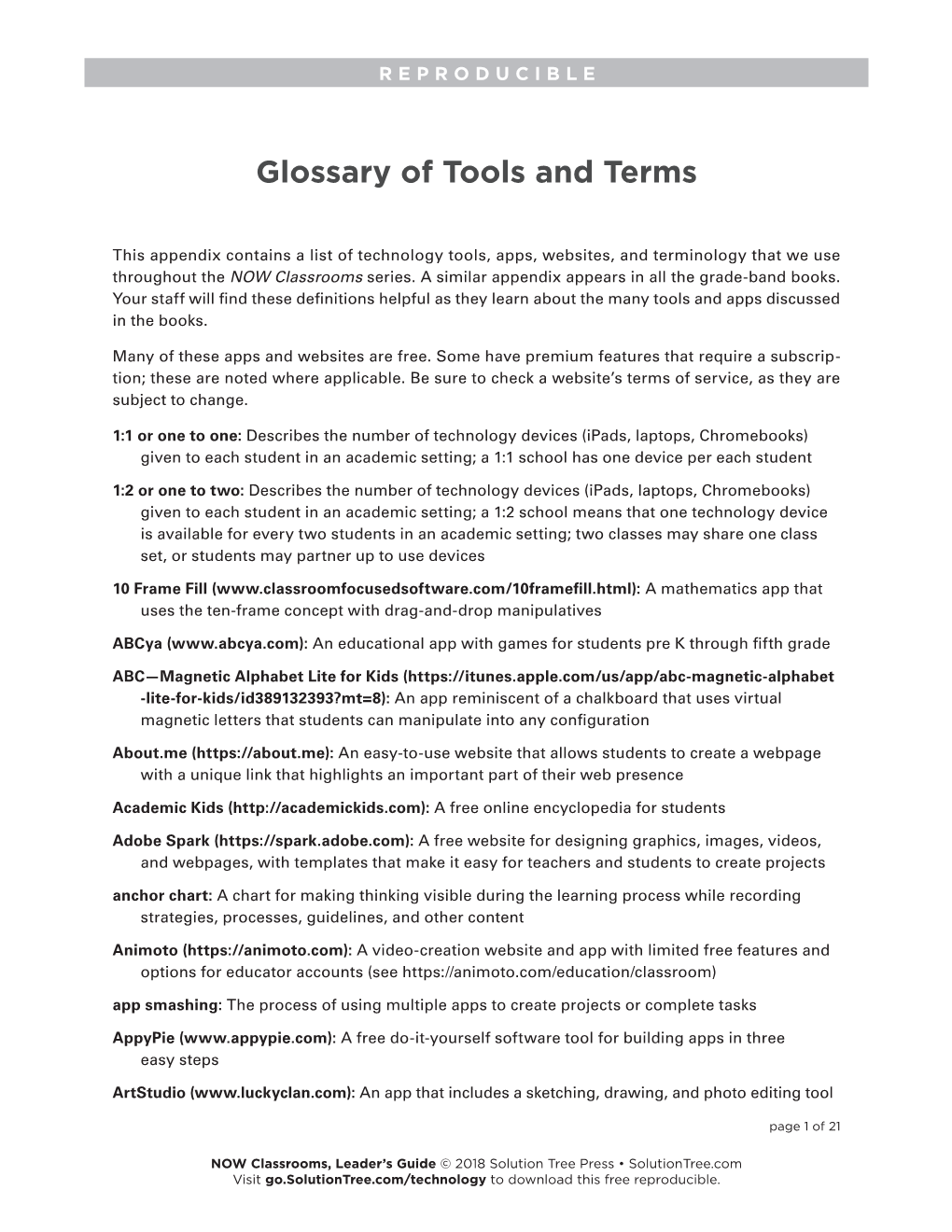 Glossary of Tools and Terms