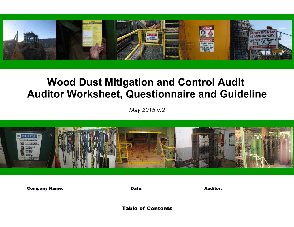 Wood Dust Mitigation and Control Audit Assessment Questionnaire 1