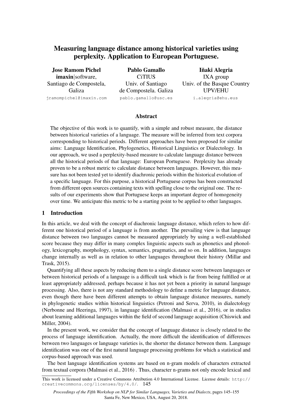 Measuring Language Distance Among Historical Varieties Using Perplexity