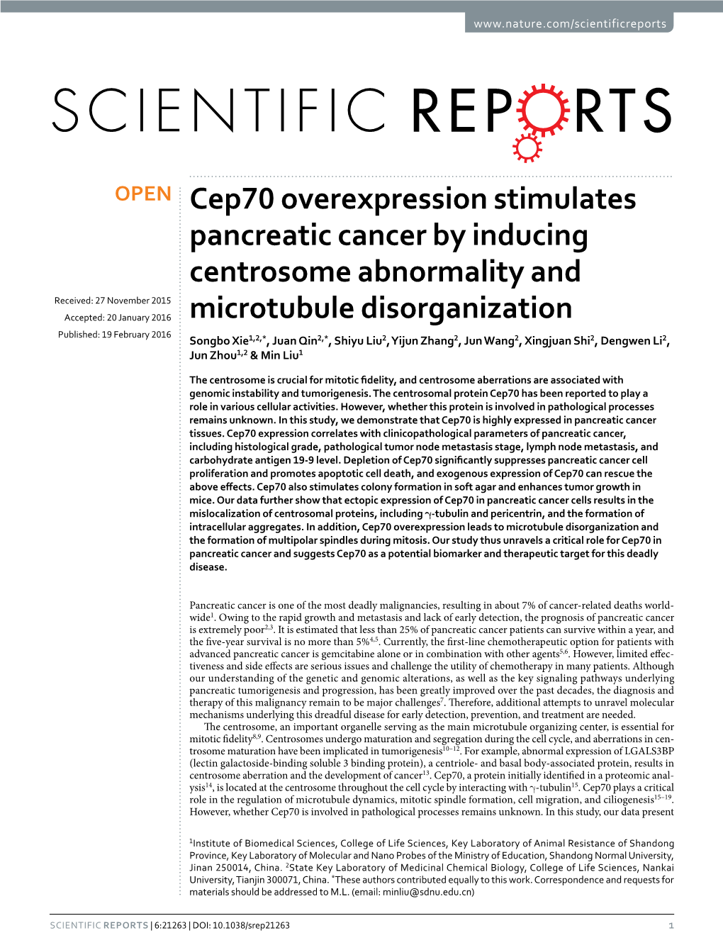 Cep70 Overexpression Stimulates Pancreatic Cancer by Inducing