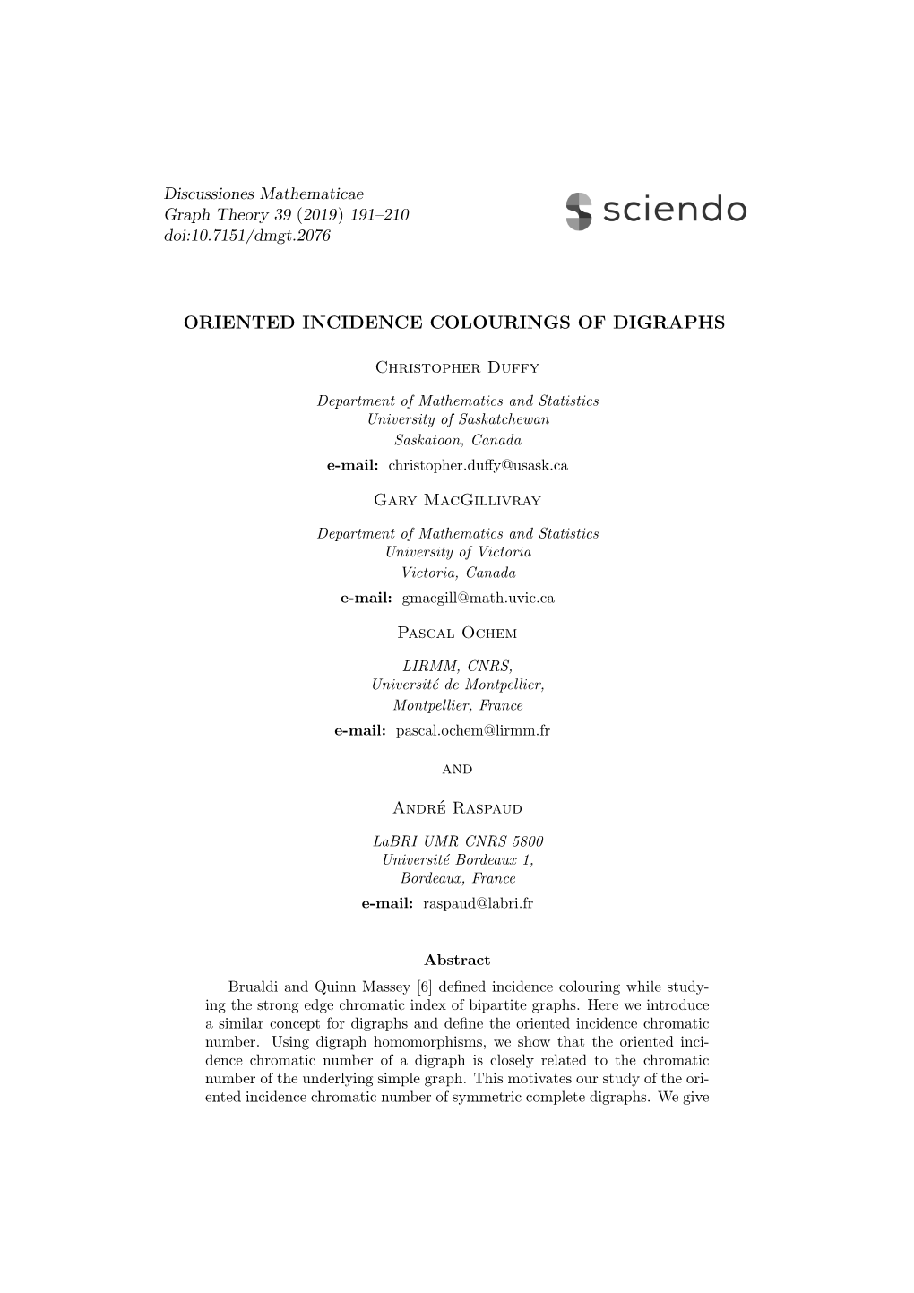 Oriented Incidence Colourings of Digraphs