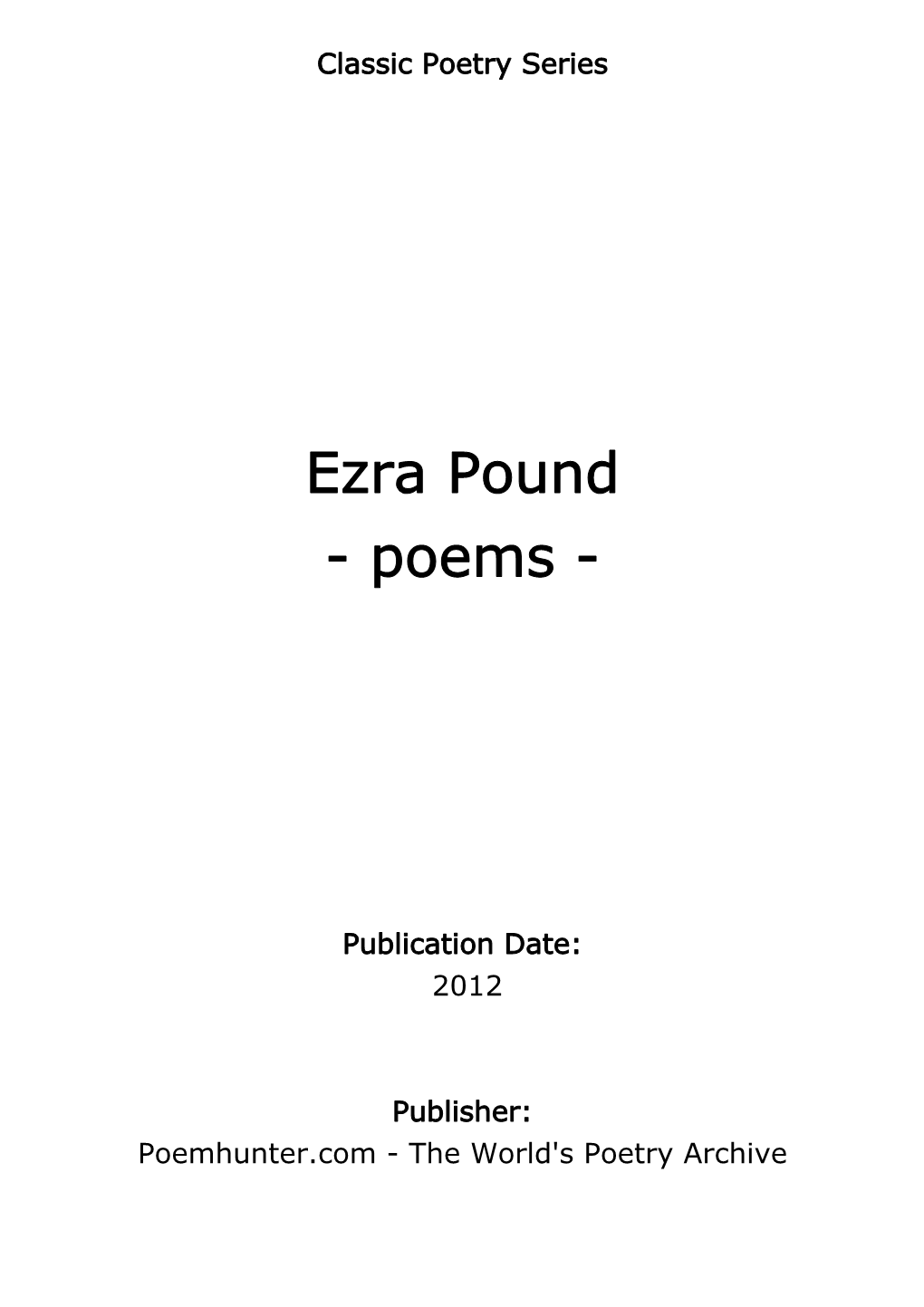 Ezra Pound - Poems