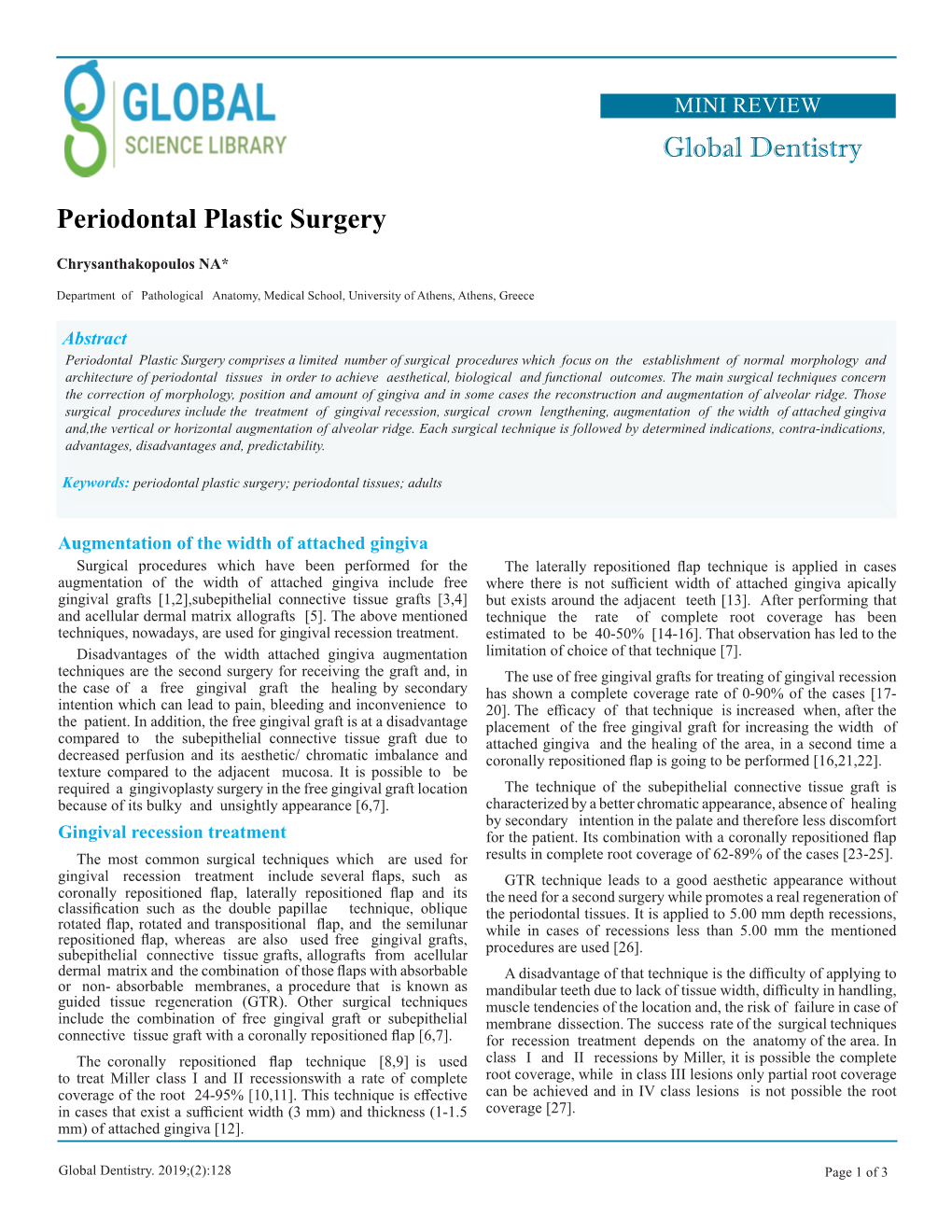 Global Dentistry Periodontal Plastic Surgery