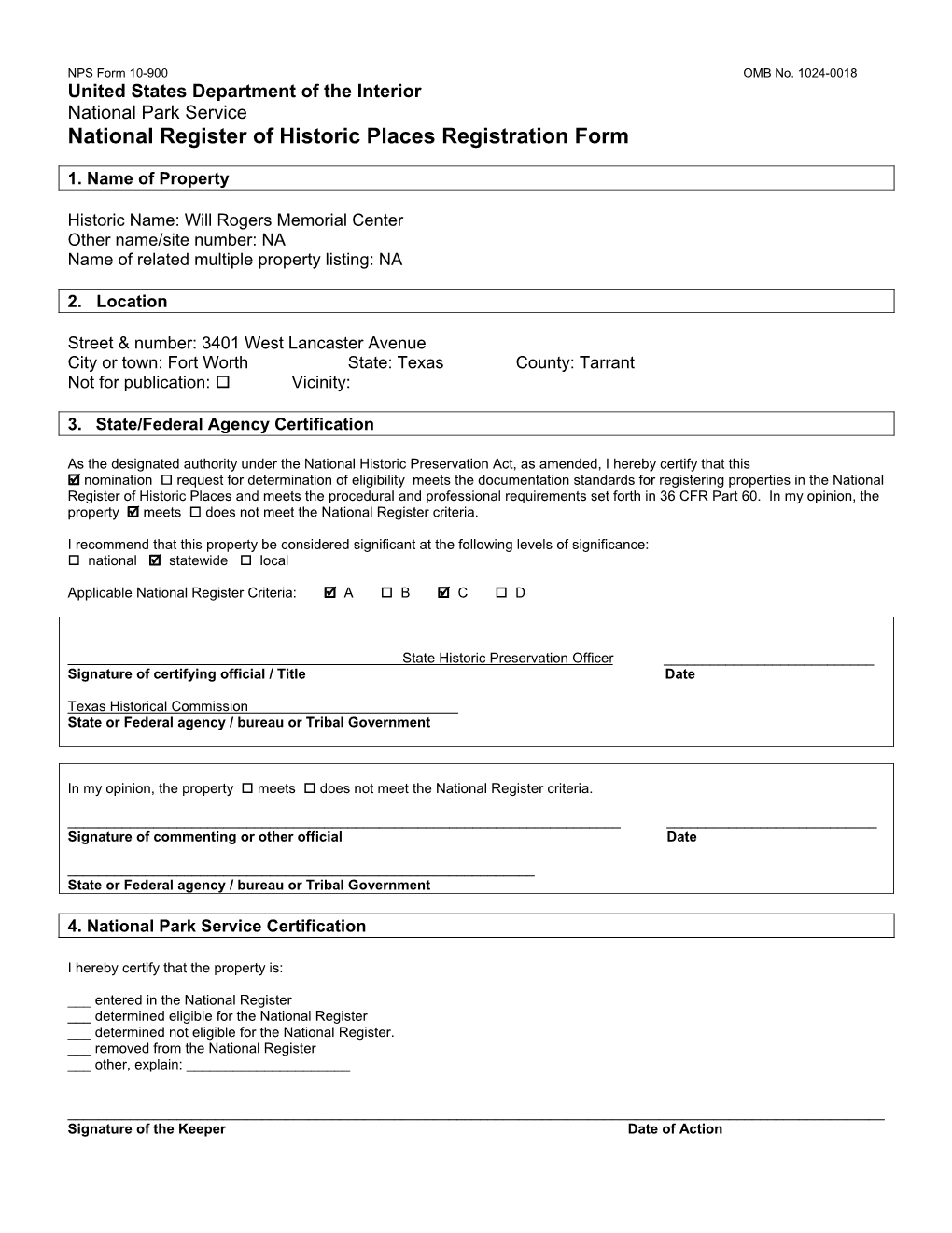 National Register of Historic Places Registration Form