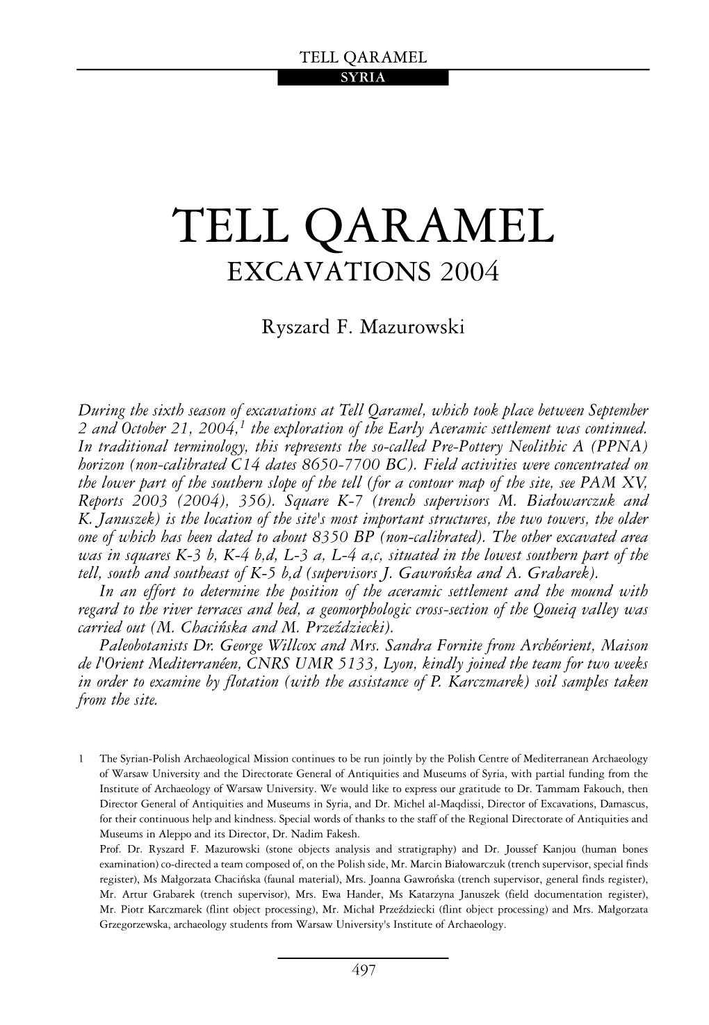 Tell Qaramel Syria