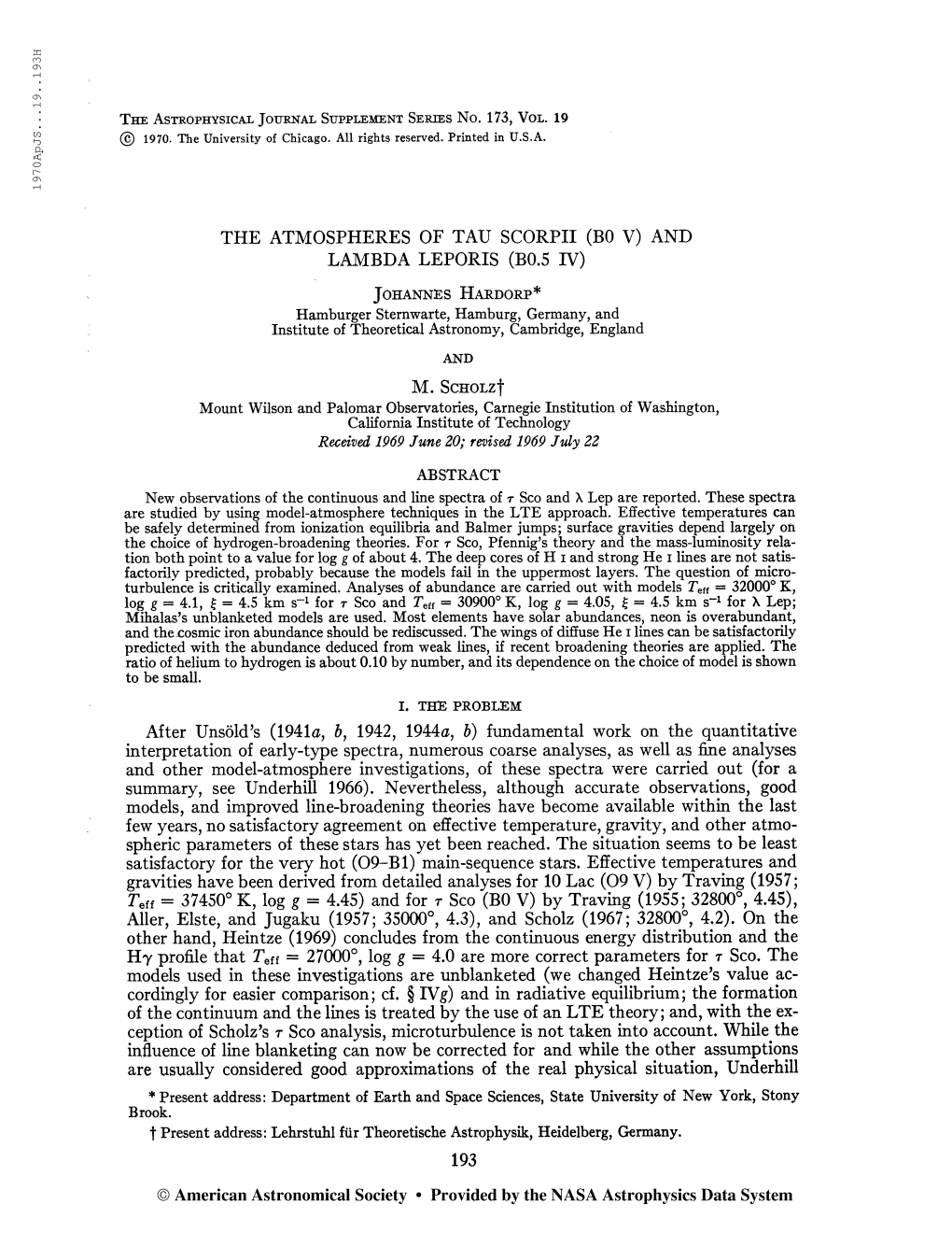 197Oapjs ... 19. .193H the Astrophysical Journal Supplement