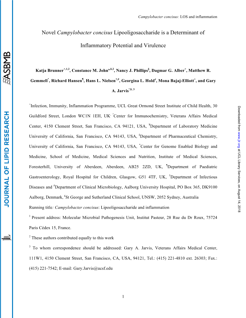 Novel Campylobacter Concisus Lipooligosaccharide Is a Determinant Of