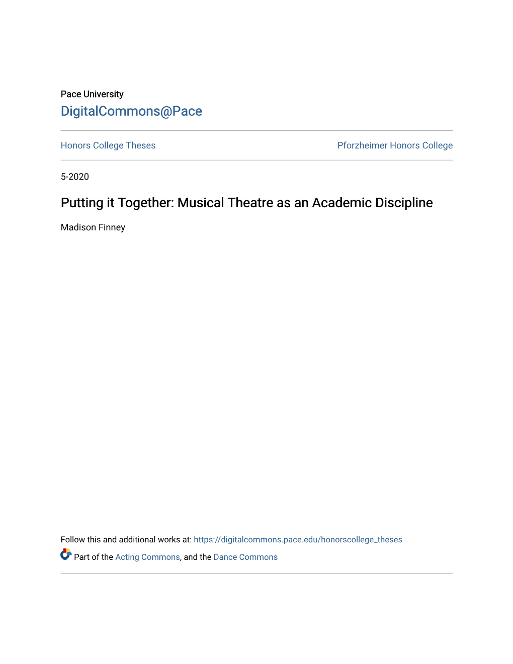 Putting It Together: Musical Theatre As an Academic Discipline