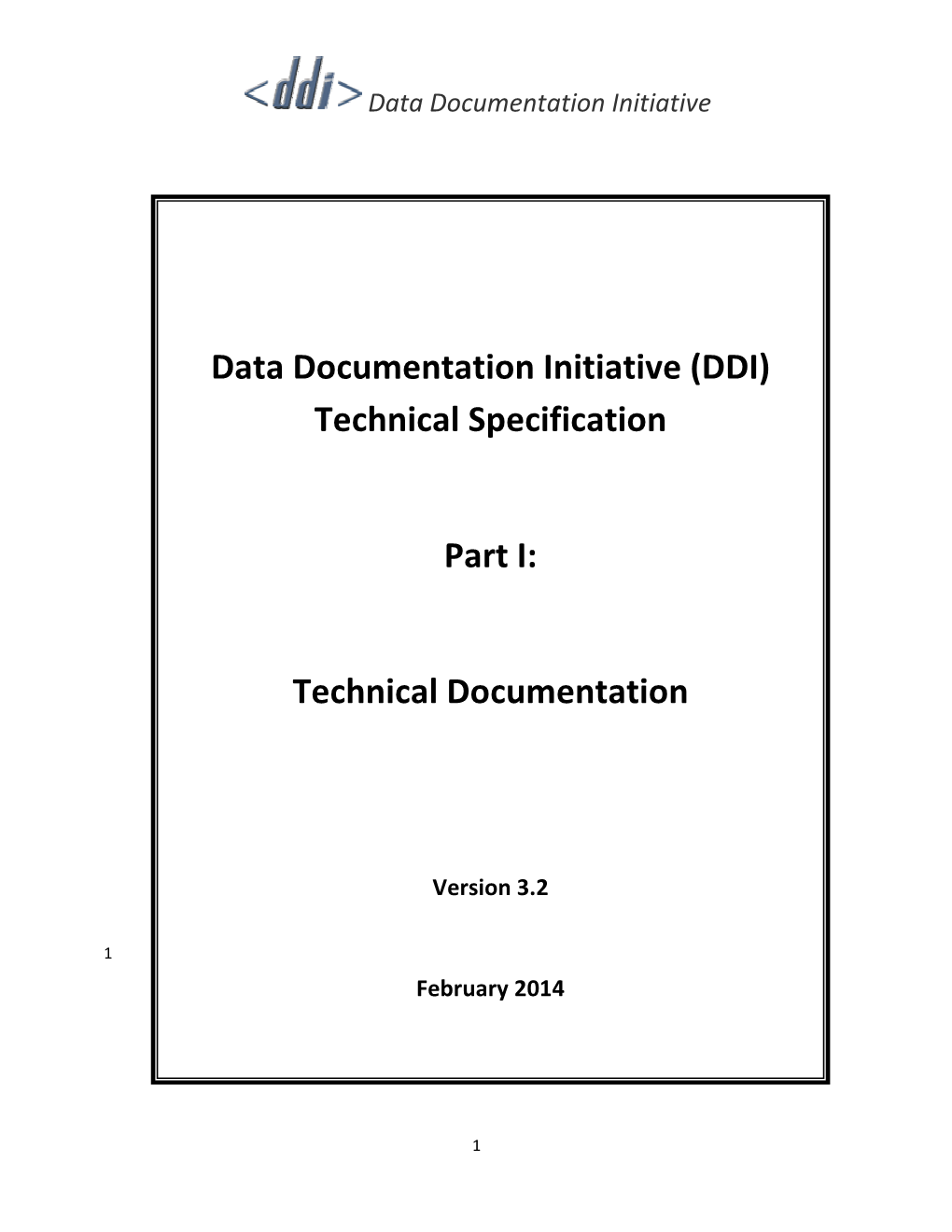 Data Documentation Initiative (DDI) Technical Specification Part I