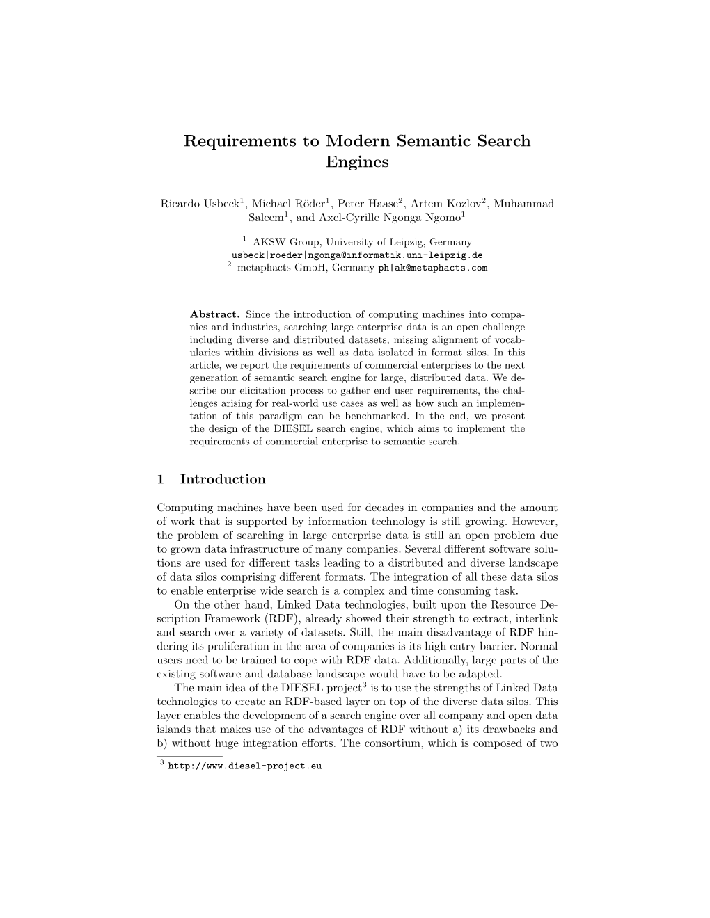 Requirements to Modern Semantic Search Engines
