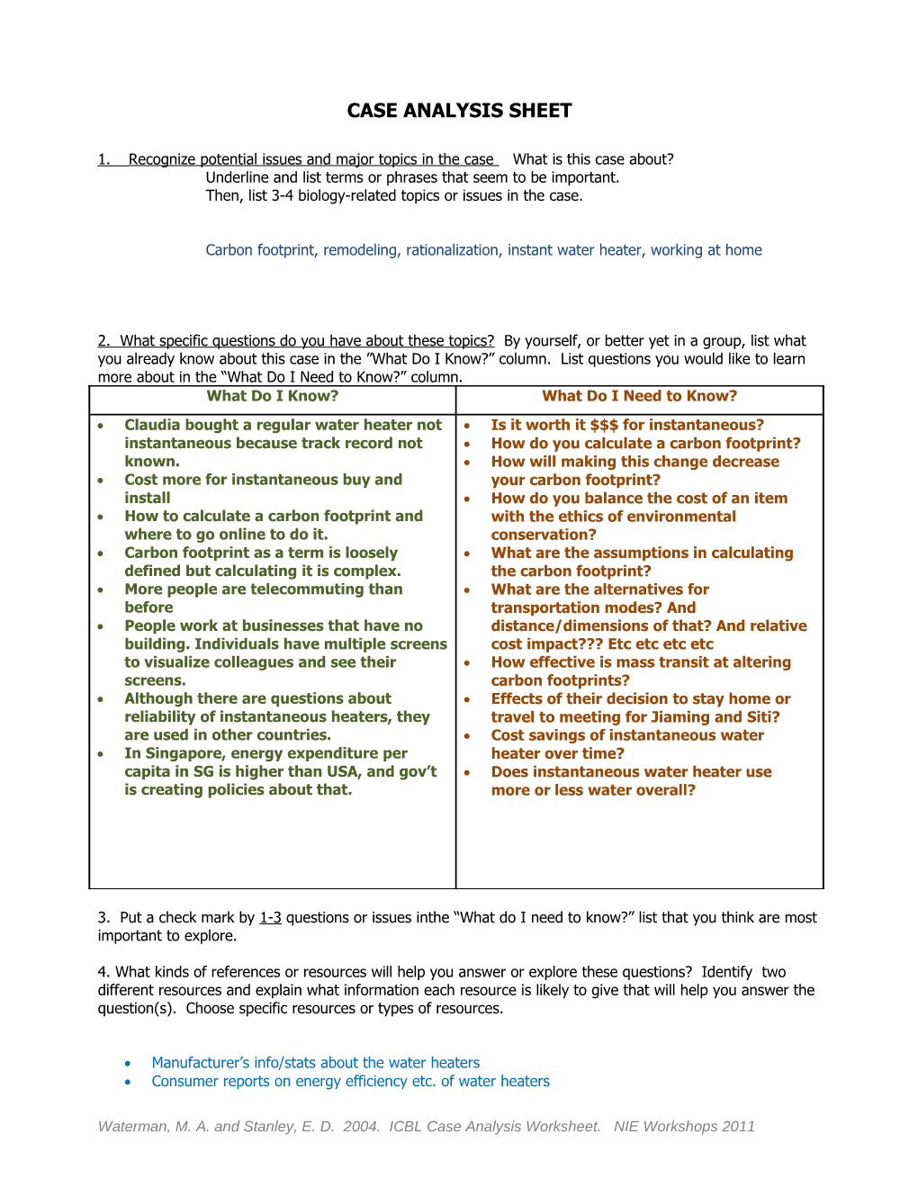 Case Analysis Worksheet