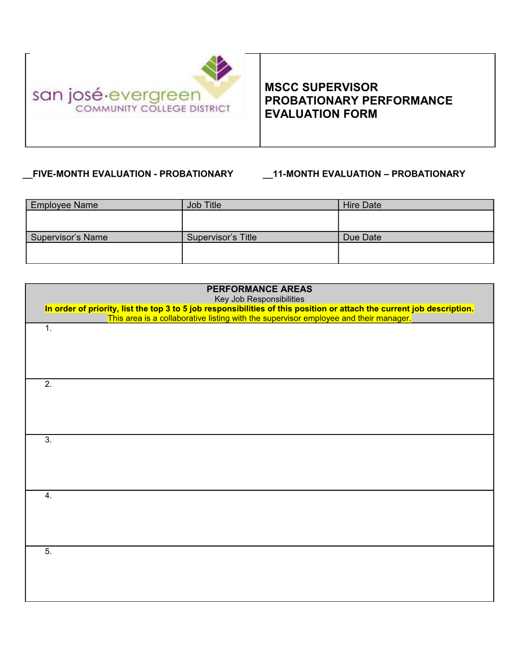 Appendix I - Supervisor Probationary Eval Form 6.22.17