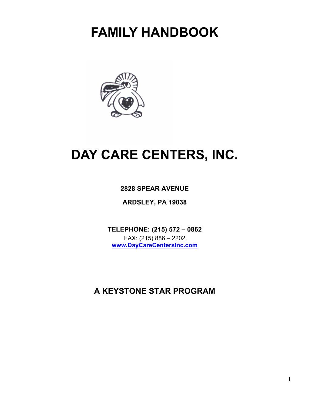 Family Handbook Day Care Centers, Inc