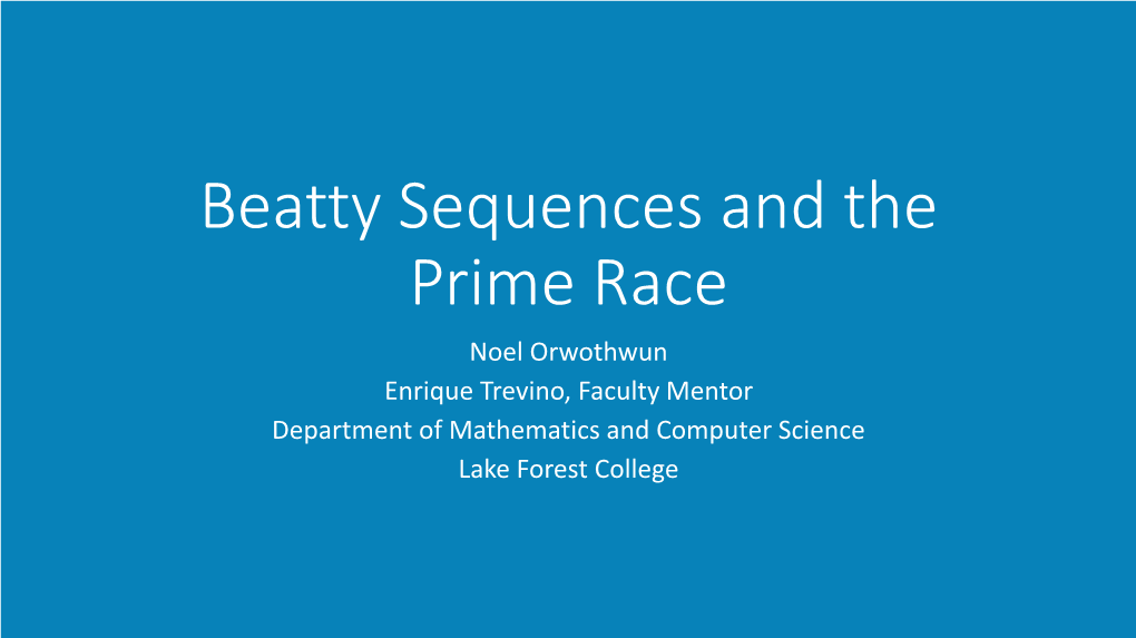 Beatty Sequences and the Prime Race