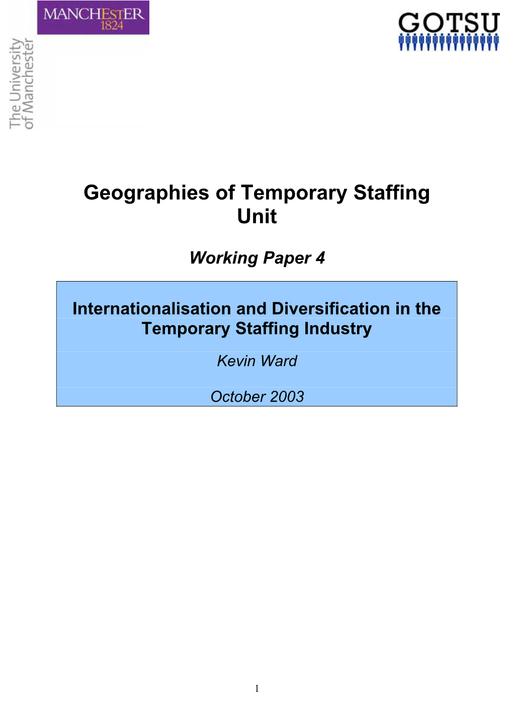 Internationalisation and Diversification in the Temporary Staffing Industry