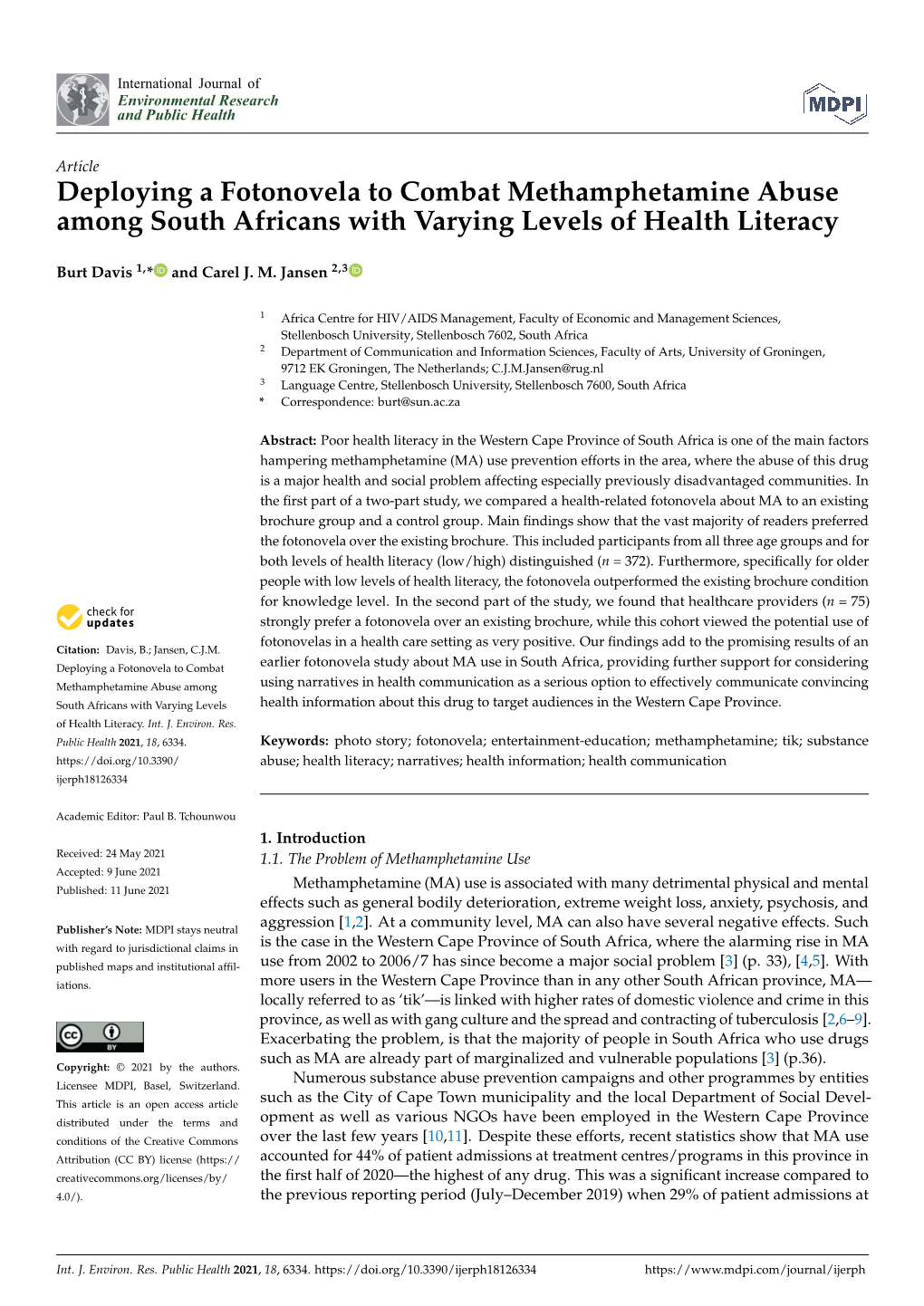 Deploying a Fotonovela to Combat Methamphetamine Abuse Among South Africans with Varying Levels of Health Literacy