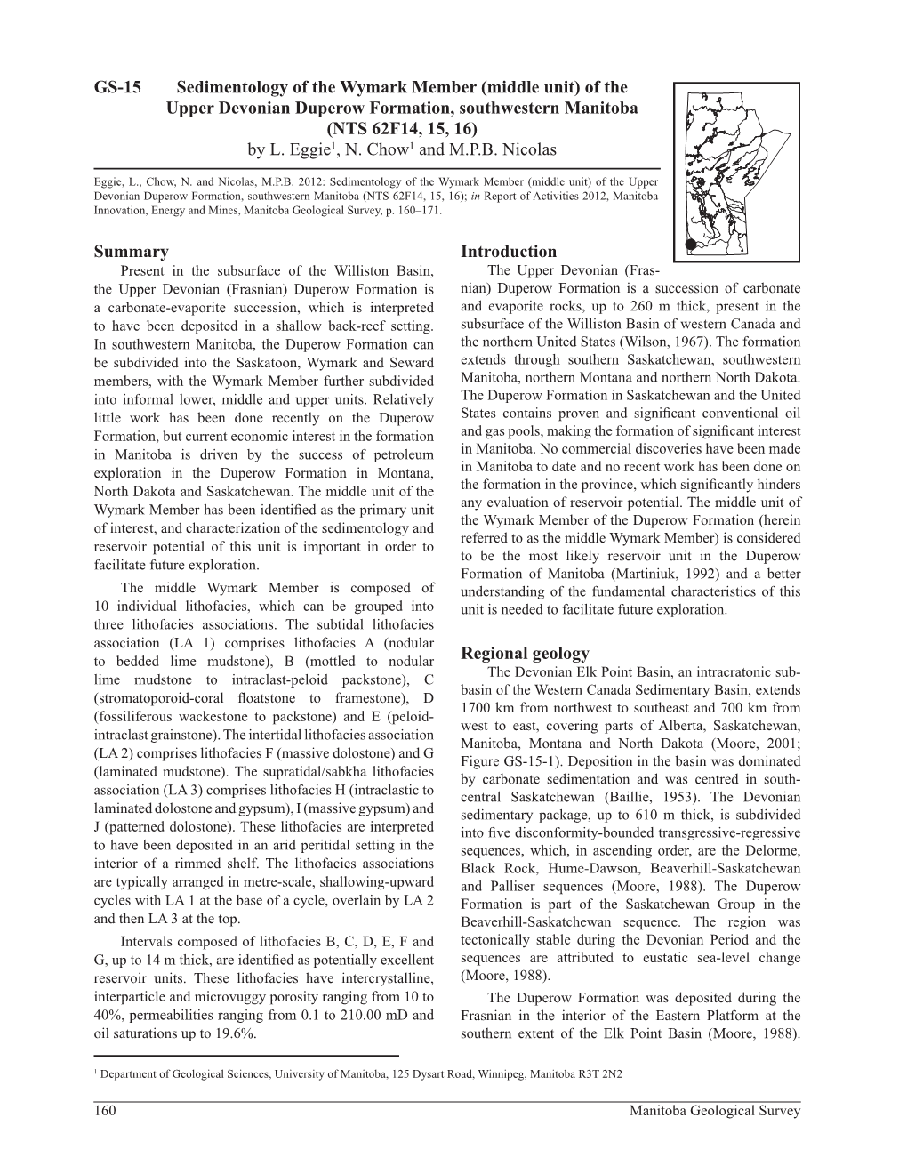 Of the Upper Devonian Duperow Formation, Southwestern Manitoba (NTS 62F14, 15, 16) by L