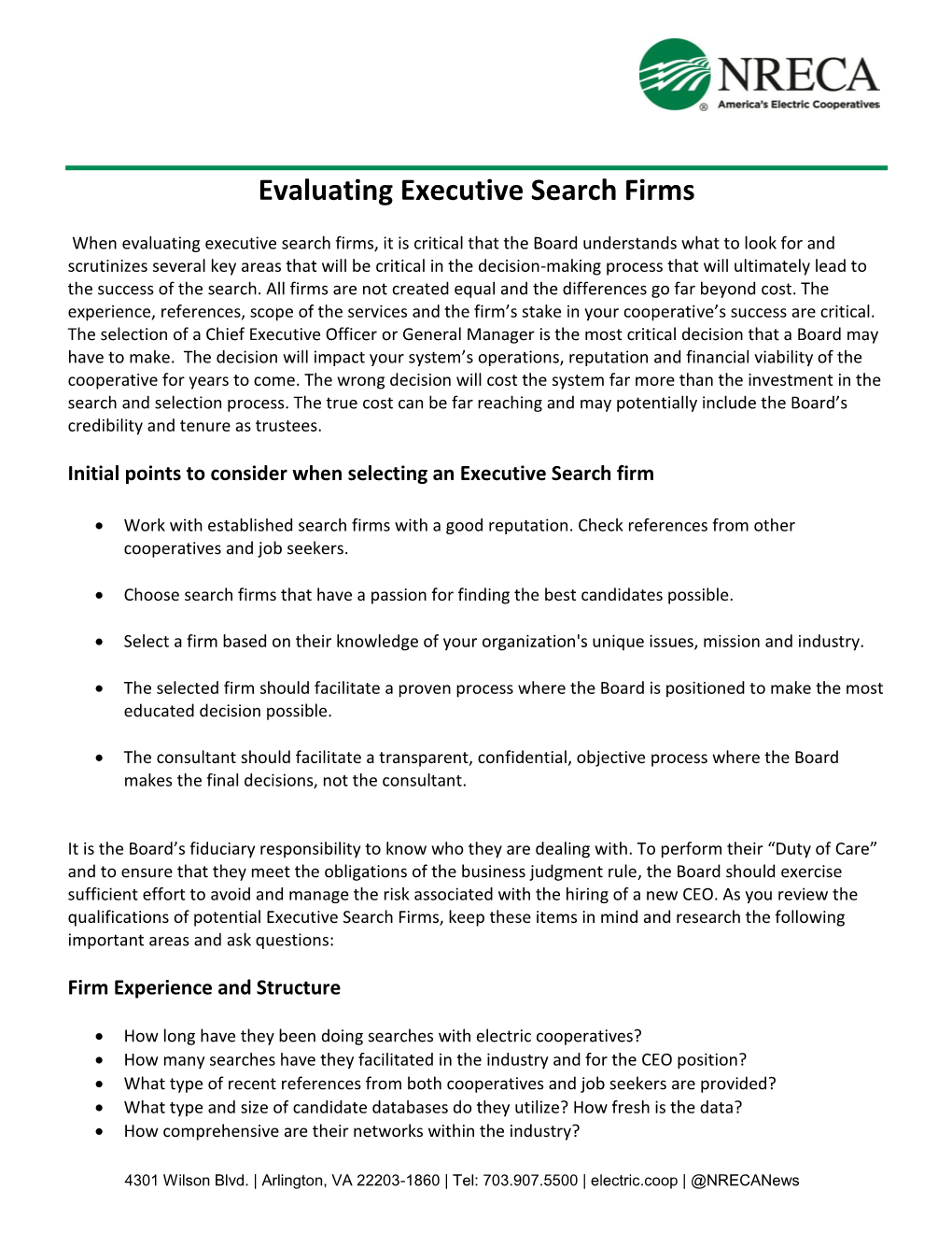 Evaluating Executive Search Firms