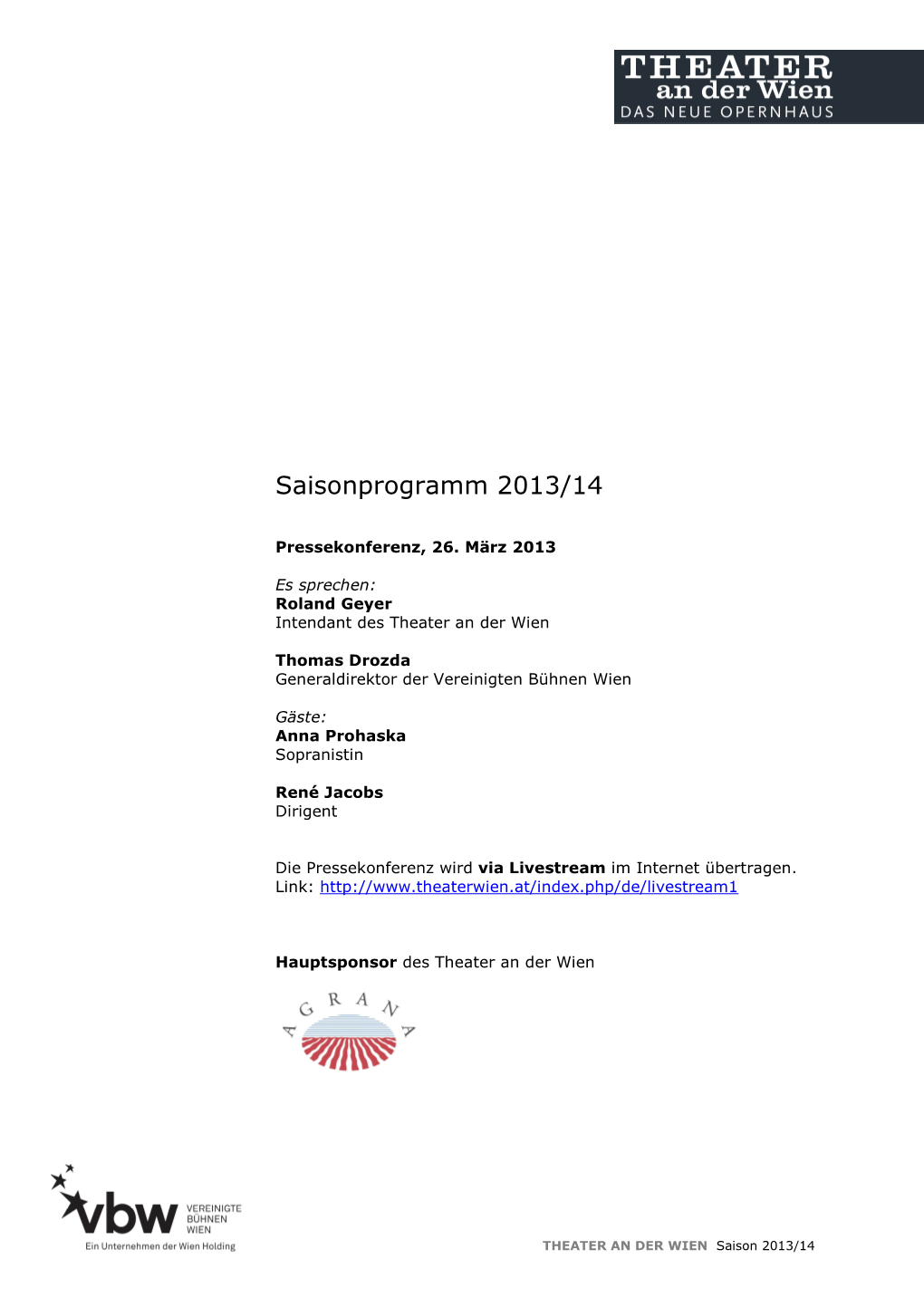 Saisonprogramm 2013/14