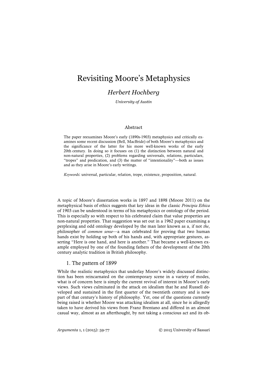 Revisiting Moore's Metaphysics