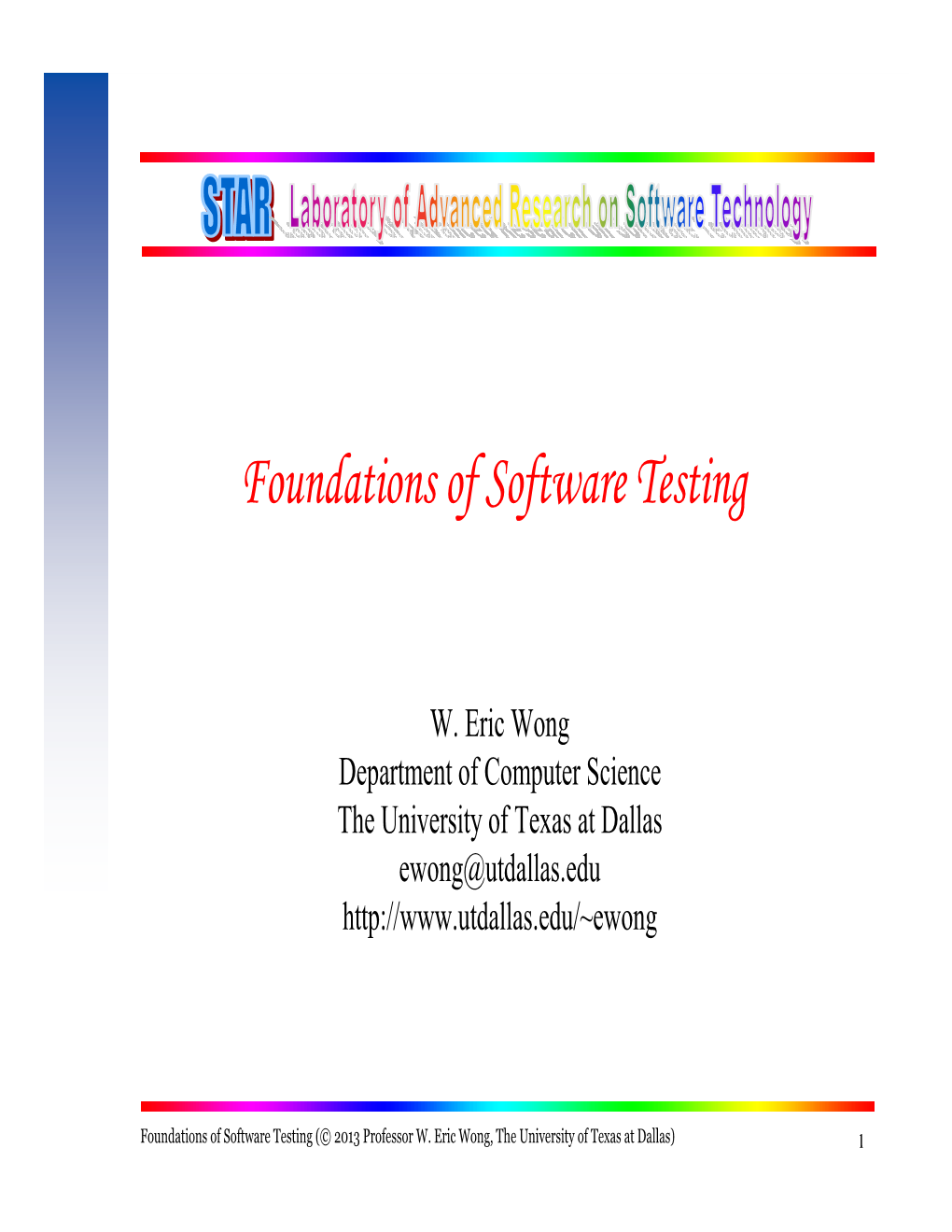 Foundations of Software Testing