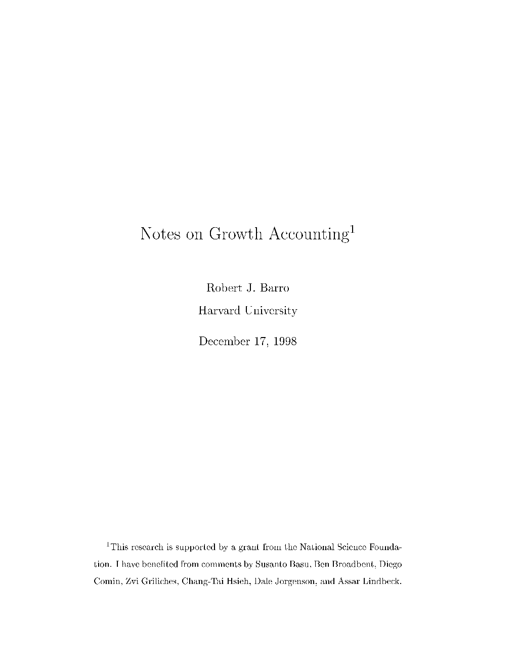 Notes on Growth Accounting