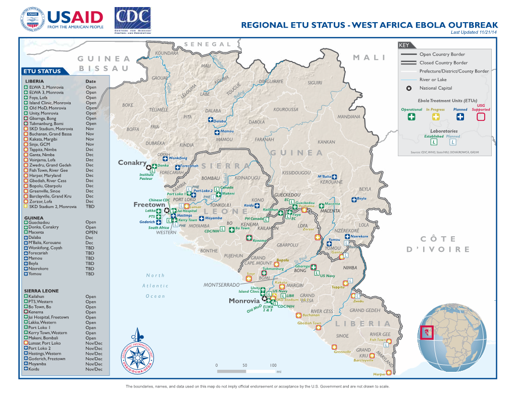 OFDA PUBLIC Regional ETU Status Map 11.21.2014 Copy