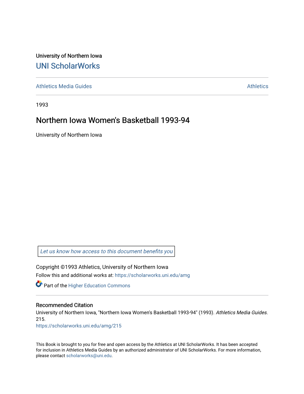 Northern Iowa Women's Basketball 1993-94