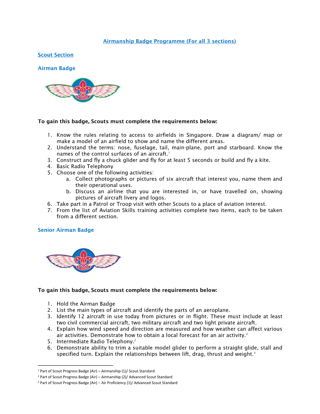 Airmanship Badge Programme (For All 3 Sections)