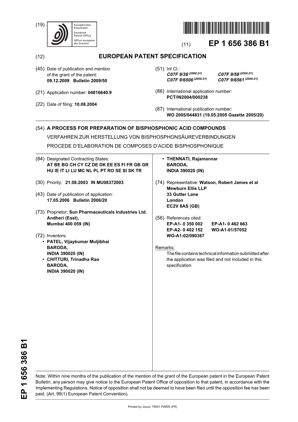 A Process for Preparation of Bisphosphonic Acid