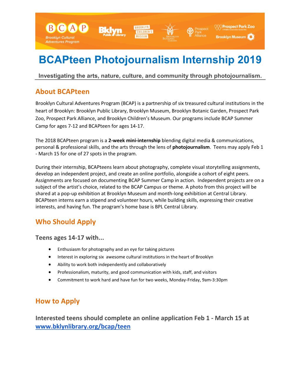 Bcapteen Photojournalism Internship 2019