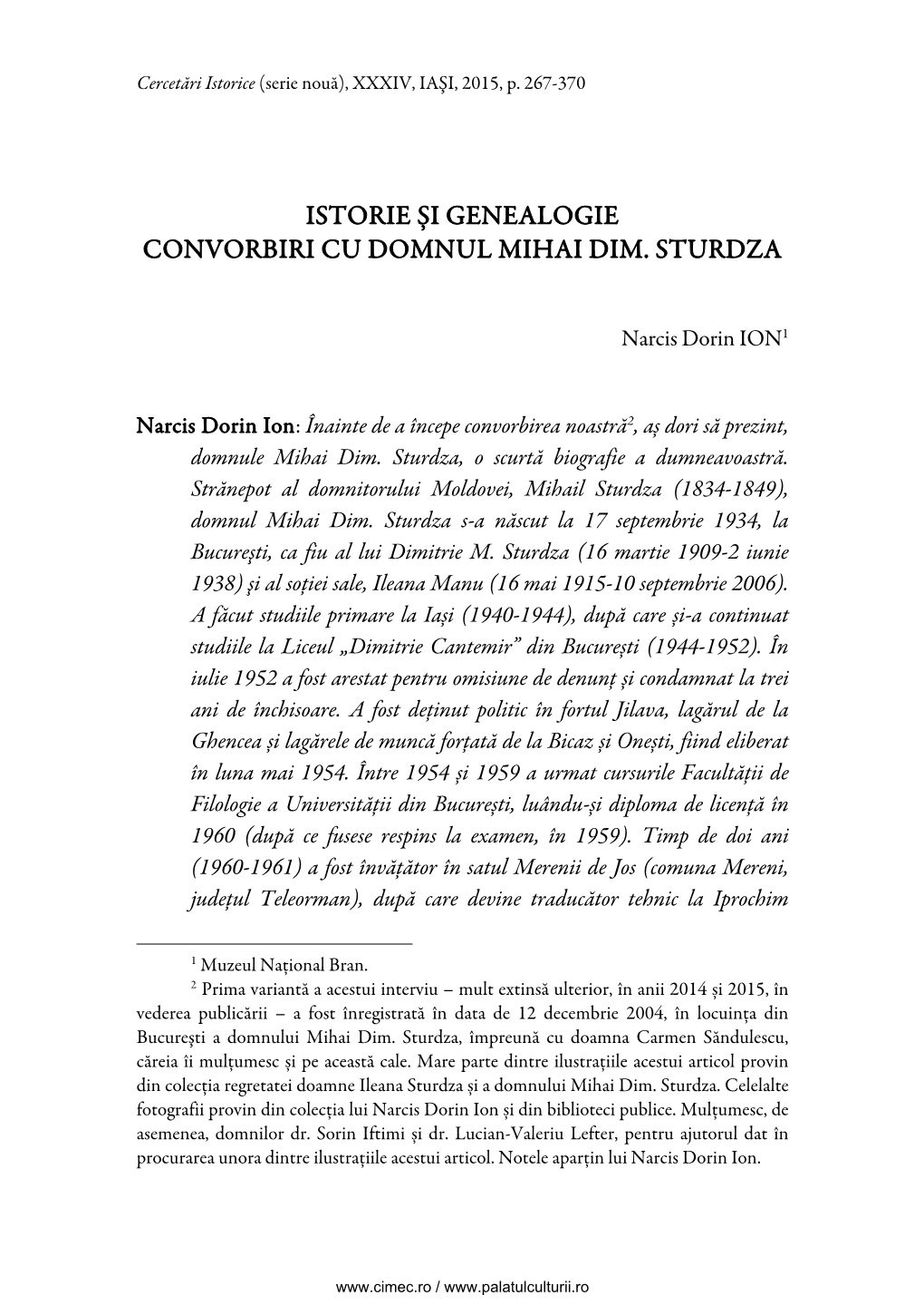 Istorie Și Genealogie Convorbiri Cu Domnul Mihai Dim